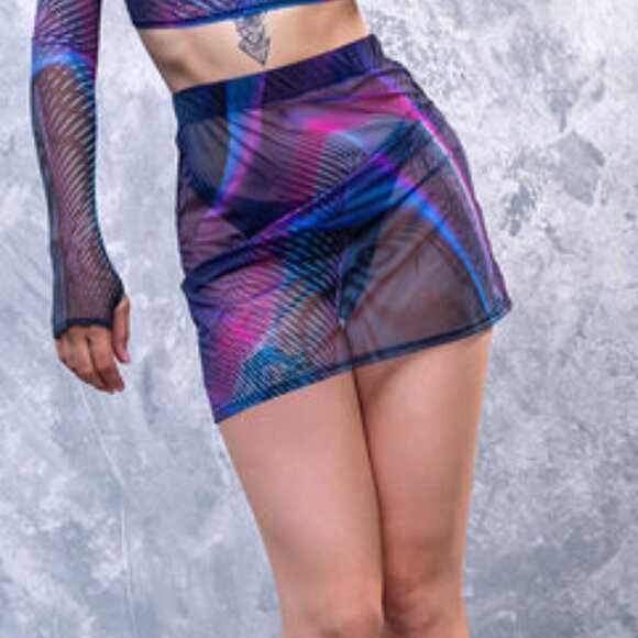 Badinka Synth Wave Mesh Skirt Medium - Picture 3 of 5